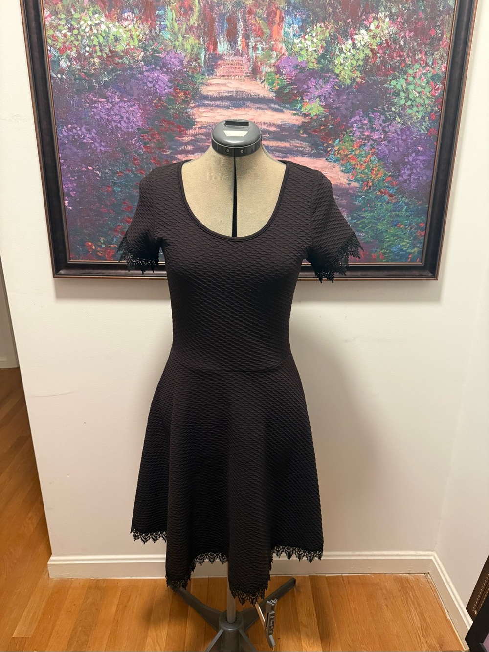 Alyx Black Textured Fit-and-Flare Mini Dress